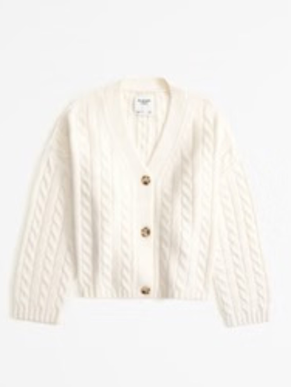 Abercrombie & Fitch Cable Short Cardigan in Cream